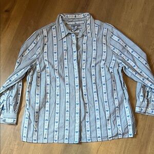 Liz & Me Blue Patterned Long Sleeve Shirt